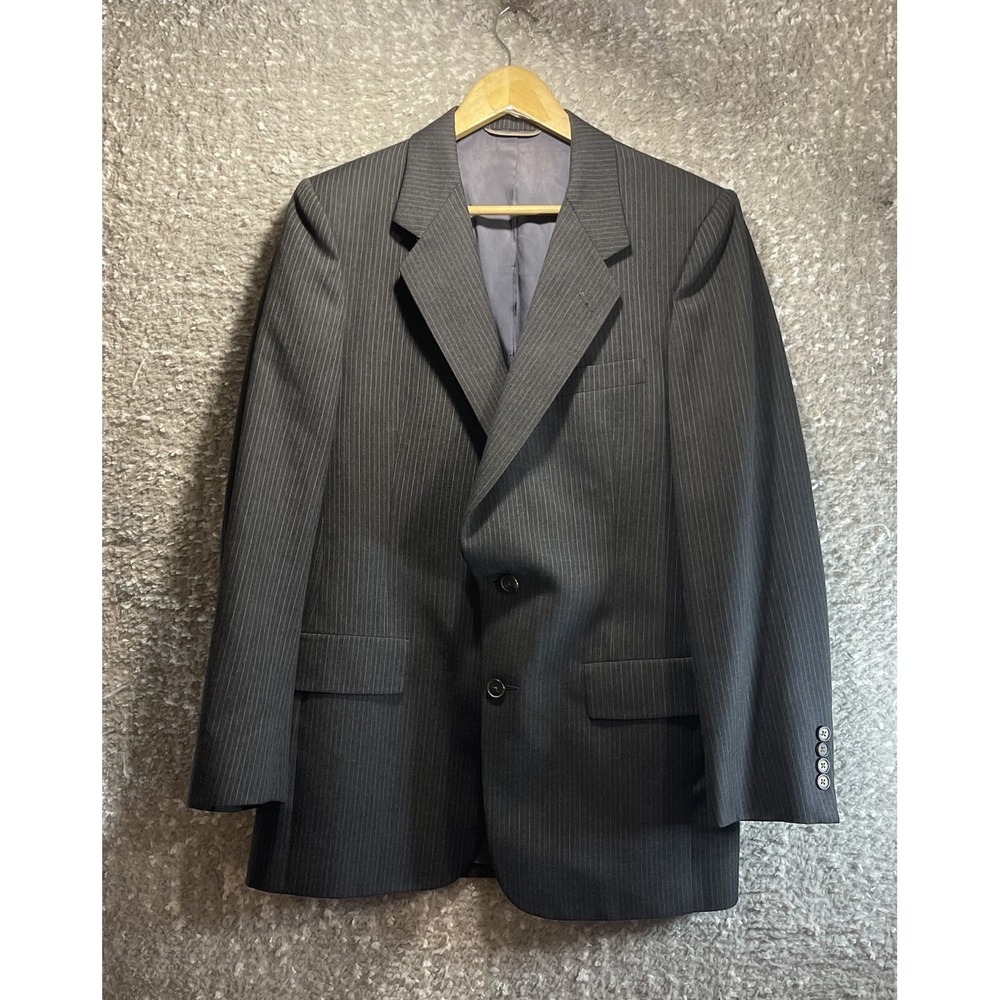 VTG Christian Dior‎ Men's Wool Blazer Jacket Striped Gray 38 Preppy Designer